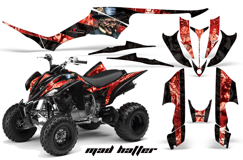 Yamaha Raptor 350 Graphics MadHatter Black Redstripe